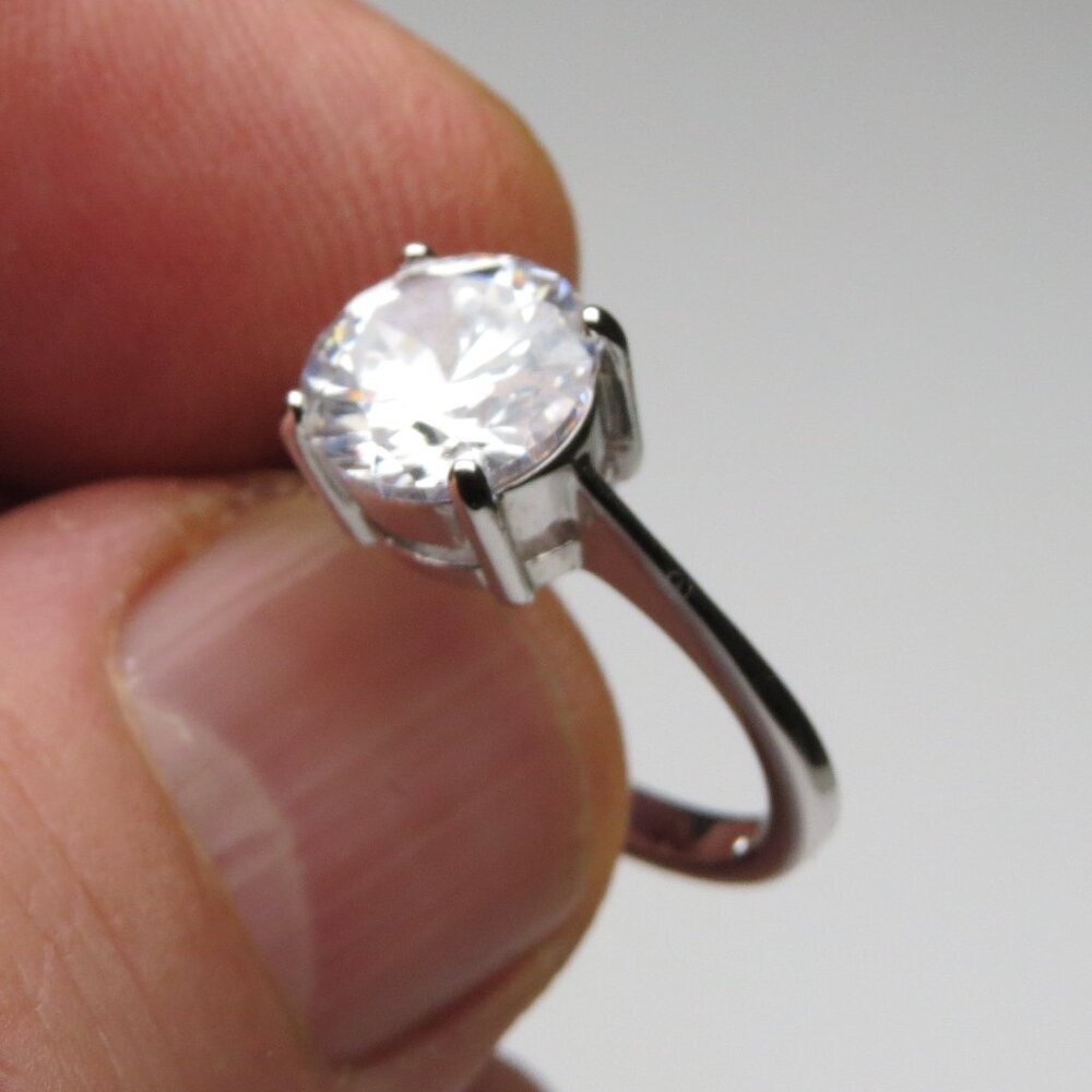 *925 Sterling Silver Diamond Band Engagement Ring
